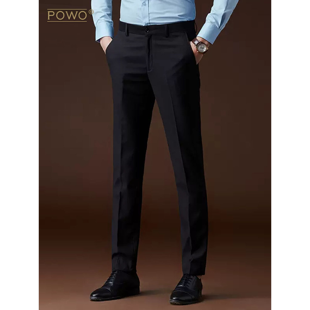 Calças masculinas versão coreana magro-ajuste calças pretas negócios Casual em linha reta Formal Wear masculino trabalho