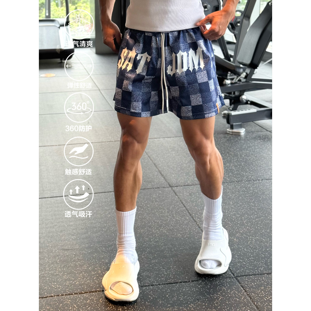 Satjdm Original americano Shorts xadrez quarto calças três pontos treinamento de basquete esportes lazer Fitness corrend