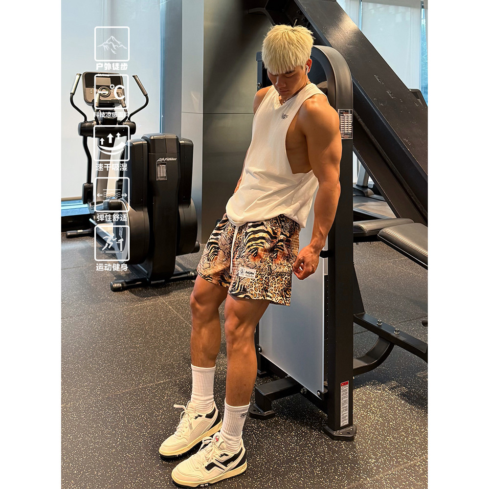 SATJDM shorts americano quarto calças leopardo impressão cobra impressão shorts treinamento esportes Fitness lazer solto