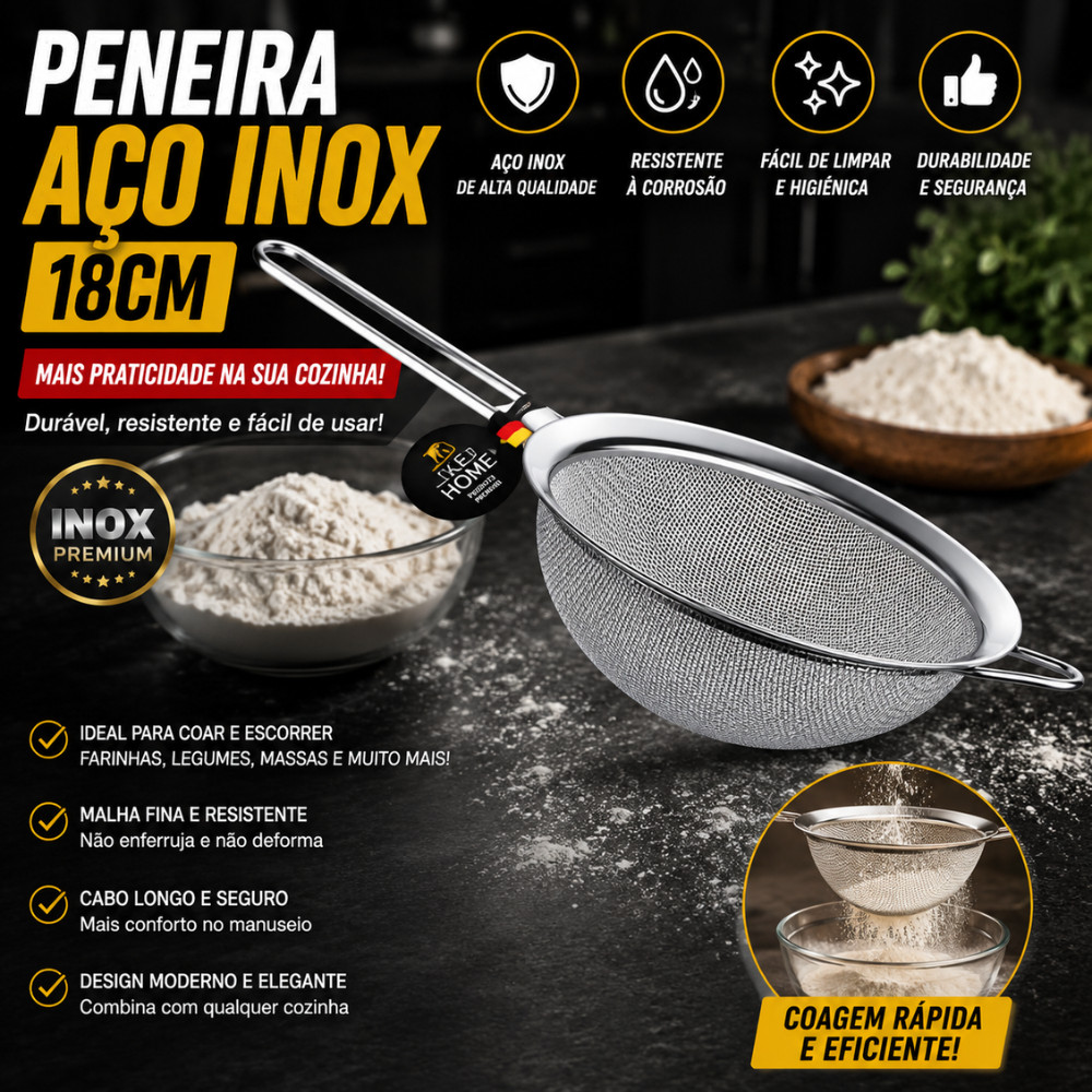 Peneira Inox 18cm Resistente Cozinha Multifuncional Filtro Culinario Utilidades