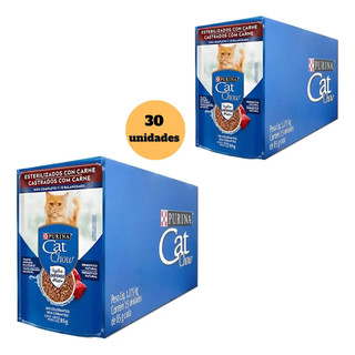 Ração Úmida Gatos Cat Chow Carne Castrado Sachê 85g 30un