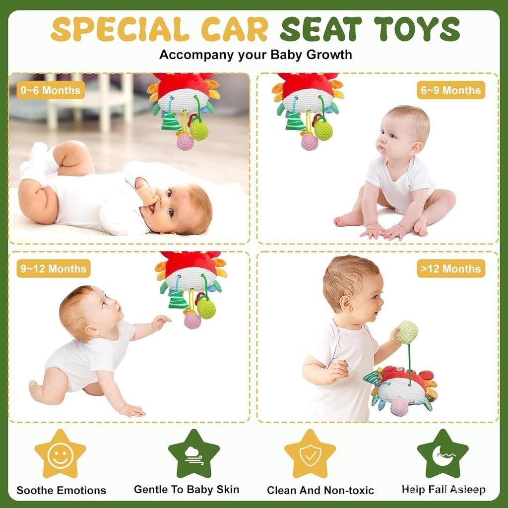 Brinquedo sensorial para bebê com chocalho e som