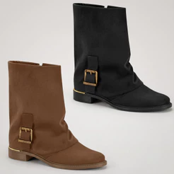 Bota Feminina Vizzano Cano Médio Slouchy Camurça Fivela Original