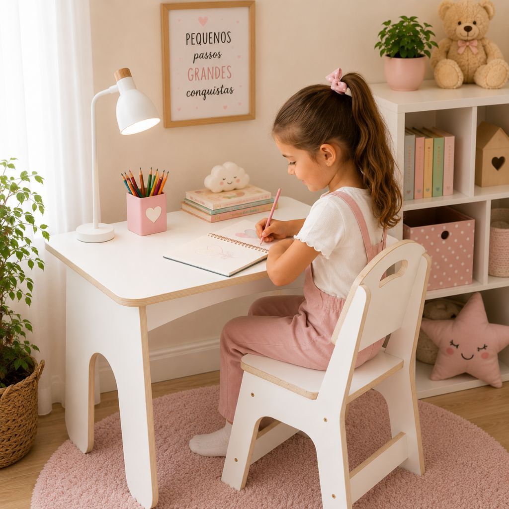 Escrivaninha Infantil Compacta com Cadeira para Quarto e Estudos Oferta Relampago
