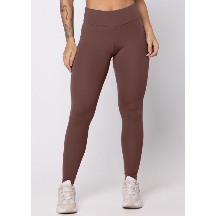 HARDYN Calça Legging Basica em Poliamida Marrom Zero Transparencia Upside Moda Fitness Academia Treino