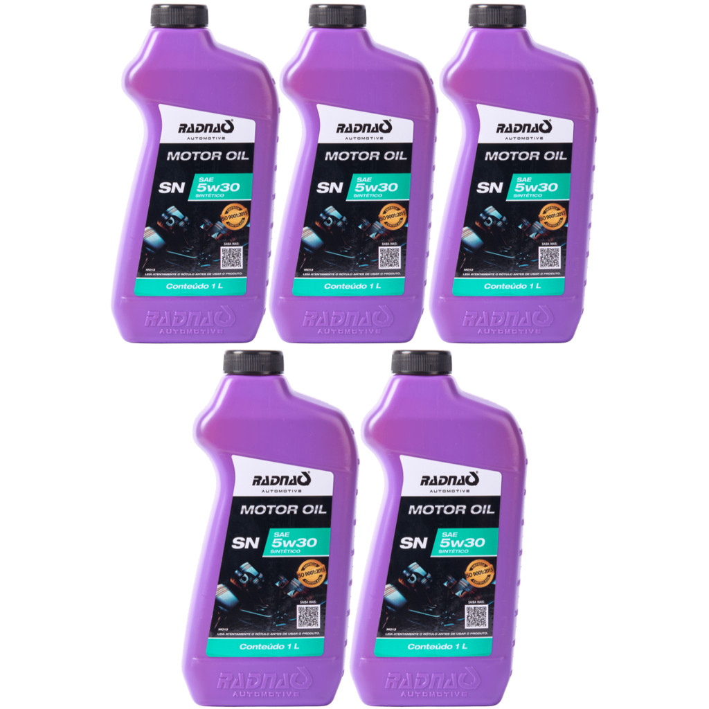 Kit 5L Óleo De Motor 5W30 API SN Sintético Radnaq 1 Litro