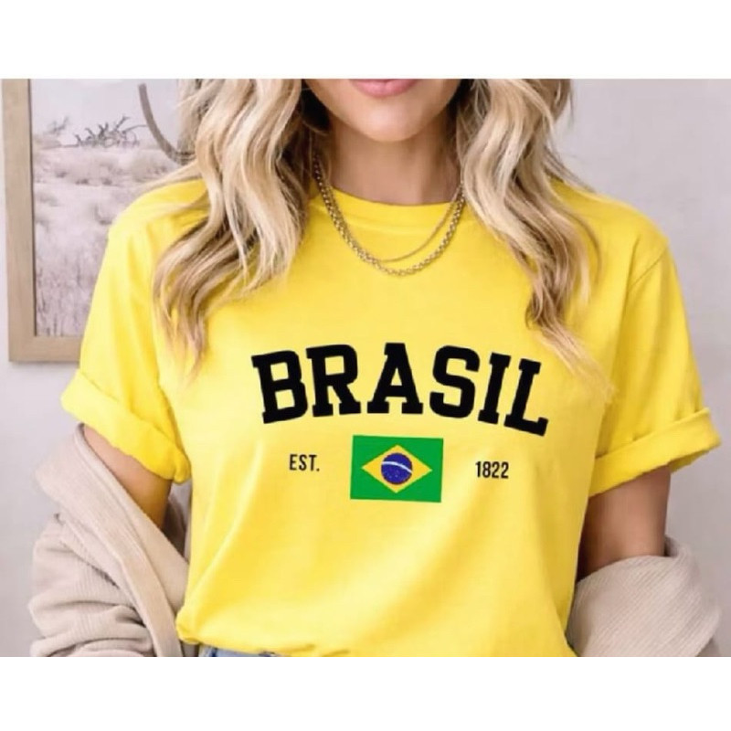 Camiseta  Seleção Brasileira Estilo Casual Premium 100% Algodão Nova Coleção Feminina