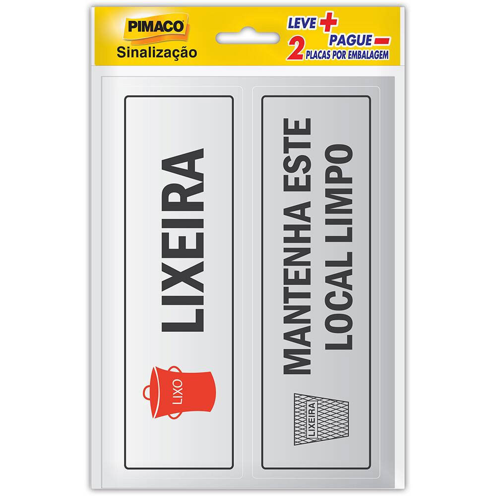 Etiqueta sinalização Lixeira/Local Limpo 6,5x20cm Pimaco