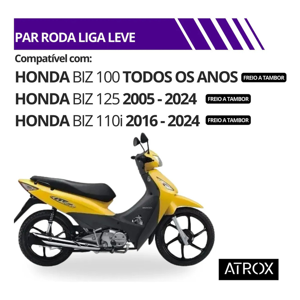 Par Roda Liga Leve Biz 125 6 Palitos Freio Tambor Jogo Rodao — imagem 2 de 2