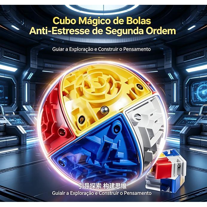 Cubo Mágico Labirinto com Bola, Brinquedo Educativo Infantil Anti Estresse maravilha