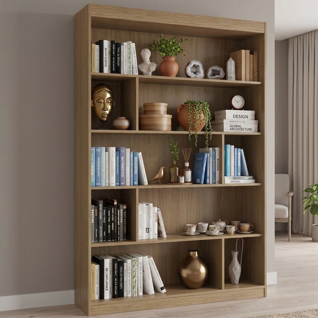 Estante de Livros 120CMX181CM 4 Prateleiras Home Office Yescasa Marrom Avelã Tx