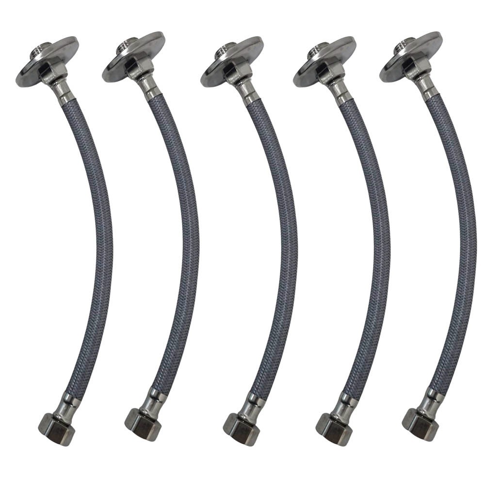 Kit 5 Engate Mangueira Flexível Trançado 60cm Alta Pressão