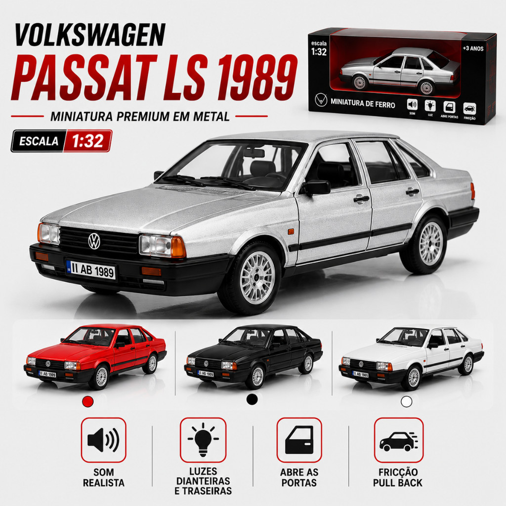 Miniatura Passat Escala 1:32 Metal Som Luz Fricção Realista Brinquedo Colecionável Abre Portas