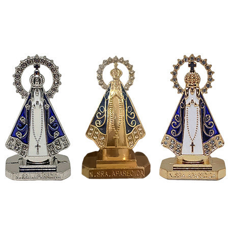 Adesivo Devocional de Nossa Senhora Aparecida para Carro: Carruagem em Metal 5,5cm - Kit 5/10/15 peças com Fita Dupla Fa