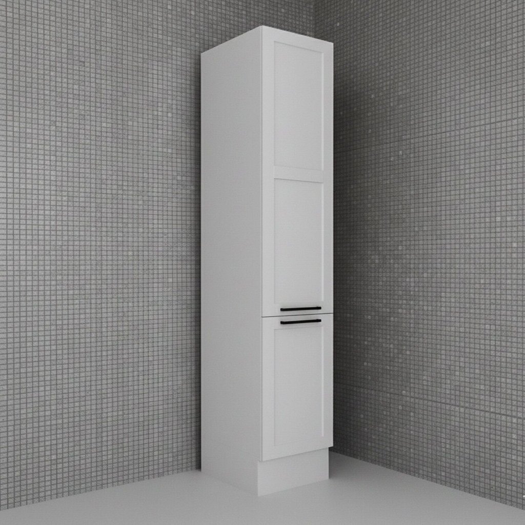 Paneleiro Armário 2 Portas Almofada e Rodapé 40cm TM4313 MDF Grazi Branco Branco
