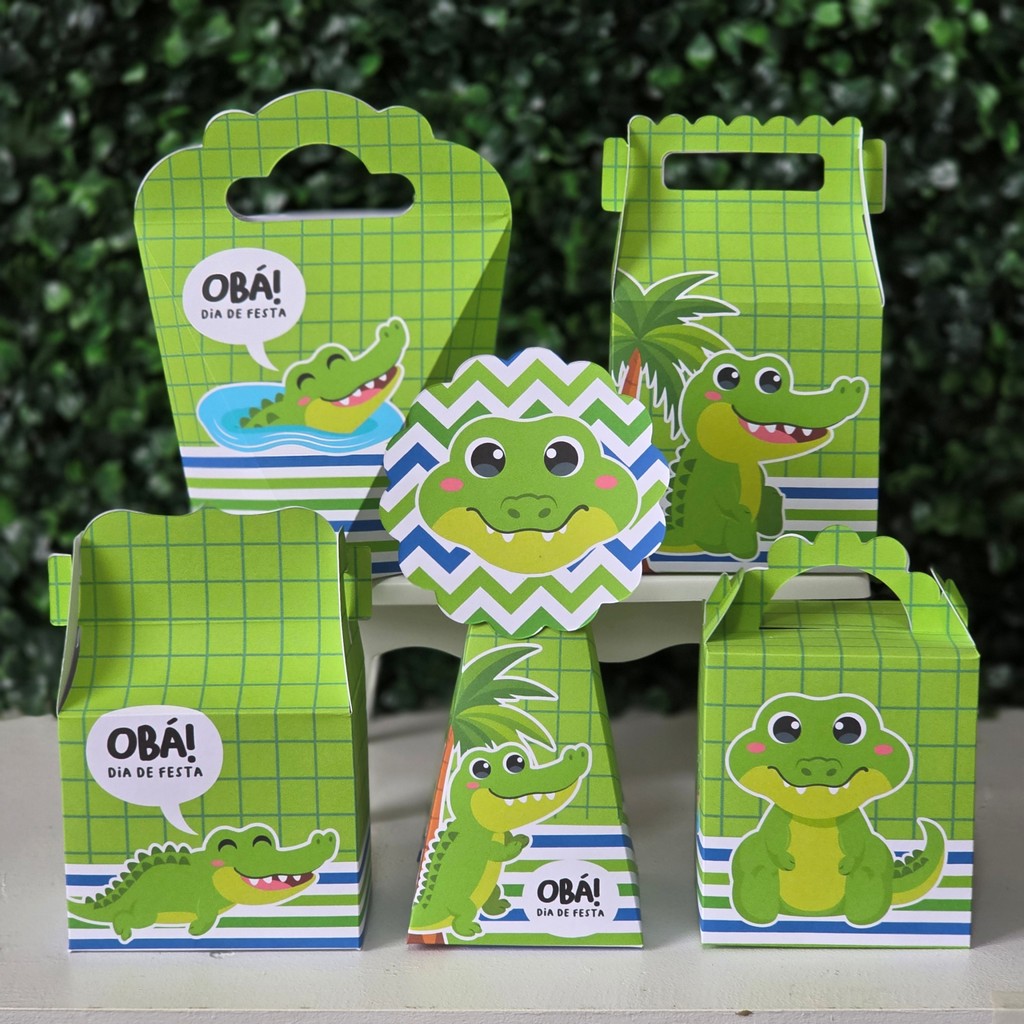 Caixinhas Jacaré - PEGUE E MONTE - PRONTA ENTREGA kit festa lembrancinhas aniversario decoração personalizados