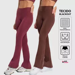Kit 2 Calça Legging Fitness Feminino Flare Cintura Alta Balance Blackout Zero Transparência Bailarina