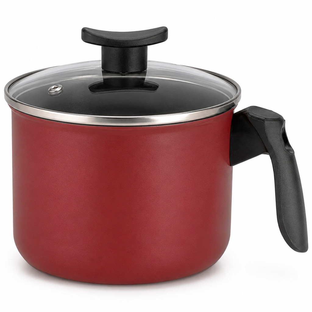 Fervedor Leiteira 1,5L Com Tampa 14cm Alumínio Antiaderente Vermelho