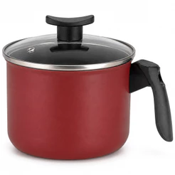 Fervedor Leiteira 1,5L Com Tampa 14cm Alumínio Antiaderente Vermelho