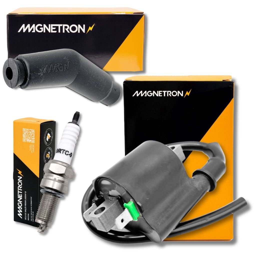 Kit Bobina de Ignição + Vela + Cachimbo Mottu Sport 110i / Cg 160 Titan / Cg 160 Fan / Bros 160 / Xre 190 Magnetron