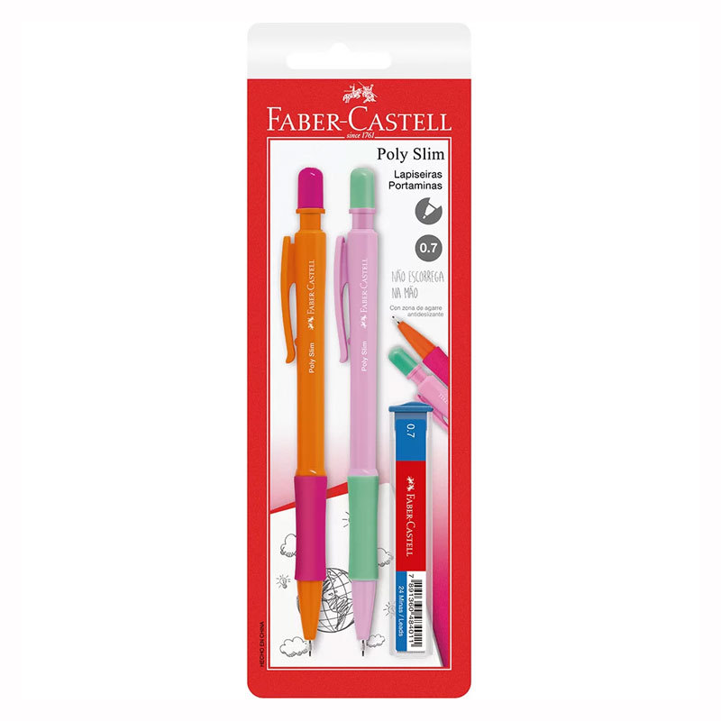 Lapiseira 0.7mm Poly Slim Rosa e Roxa SM/07SLIMRR\233756 com 2 unidades Faber-Castell