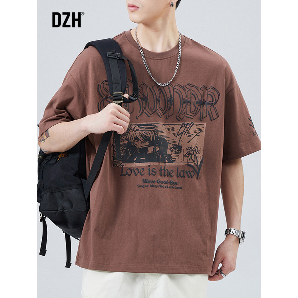 Camiseta masculina retrô americana de algodão puro de manga curta verão roupas masculinas 2026 novas roupas camiseta