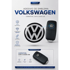 Adesivo Resinado Emblema VW Volks Premium Para Chave Canivete Tam. Original Compatível com Gol Voyage Polo Golf Jetta Up