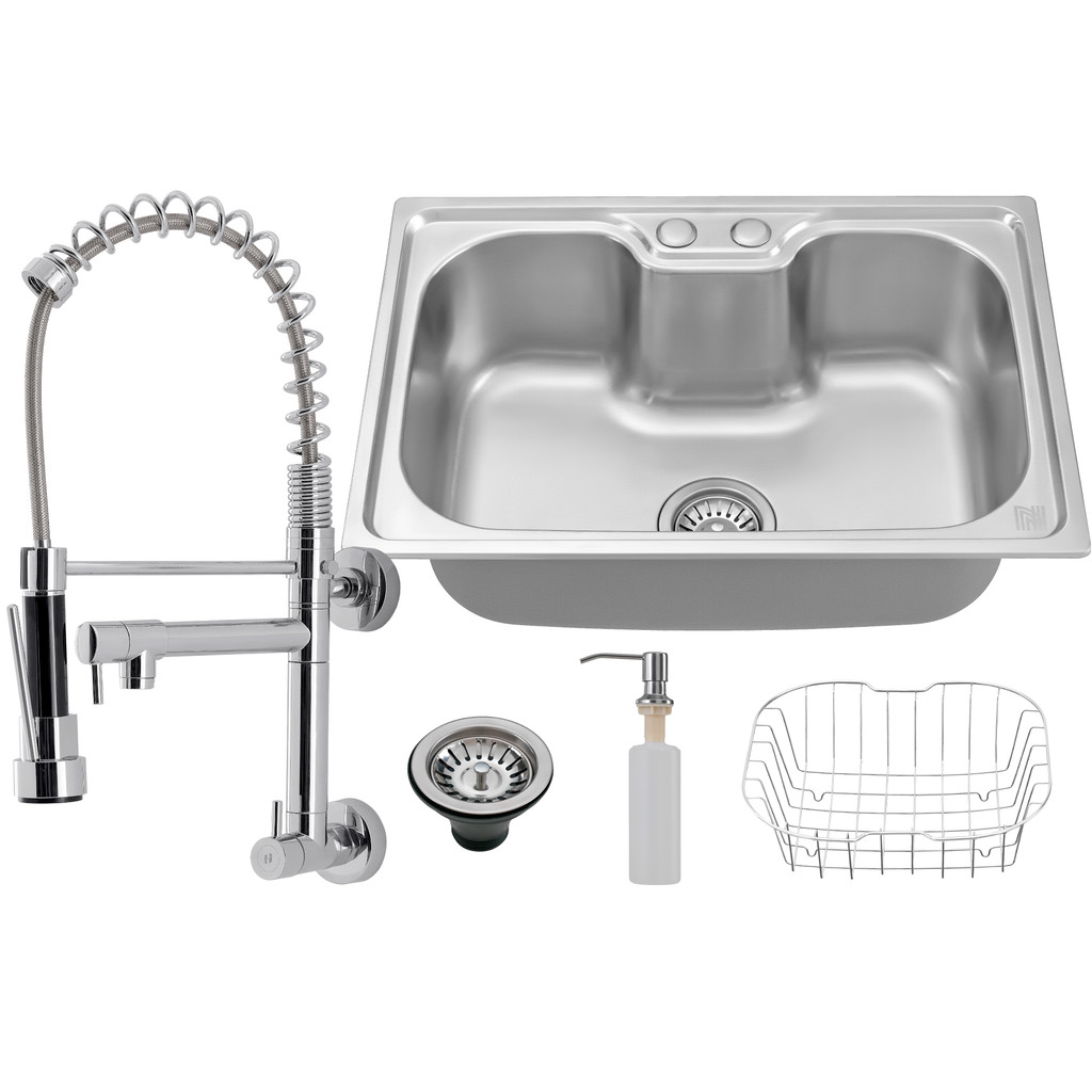 Kit Cuba Cozinha Gourmet Aço Inox C/ Torneira Parede