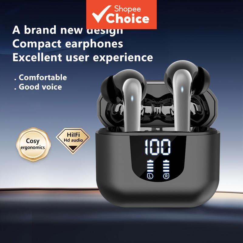  Fones de Ouvido Bluetooth Bnixry K06 TWS, Intra-Auriculares, Microfone para Chamadas com Redução de Ruído, Controle por