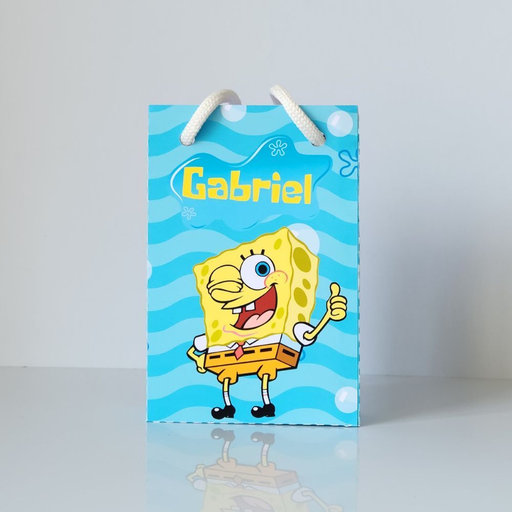 PEGUE E MONTE - SACOLINHA PERSONALIZADA BOB ESPONJA LEMBRANCINHA FESTA INFANTIL ANIVERSARIO DE MENINO - P
