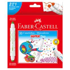 Caneta hidrográfica Super Duo duas pontas 10 cores DUO150610/550902 Faber-Castell