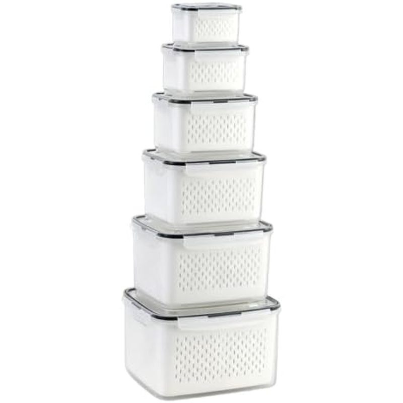 Recipientes De Armazenamento De Produtos De Geladeira Com Tampas , Conjunto De Organizador De Cozinha De 6 Peças , Inser