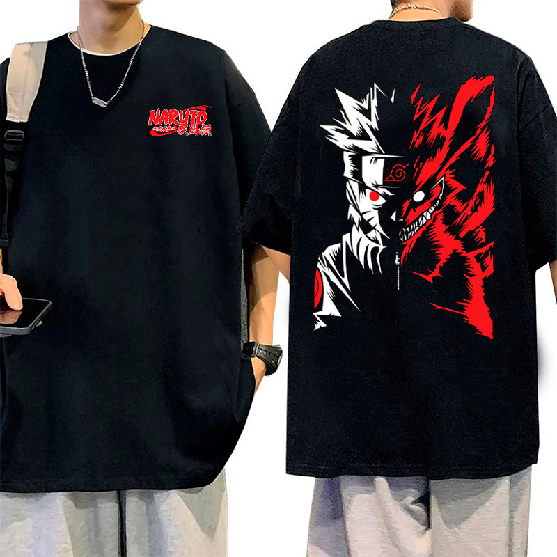 [Camiseta Premium em Algodão Puro]HYP Camiseta Básica Anime Naruto Camisa 100% Algodão Streetwear Temo Lançamento