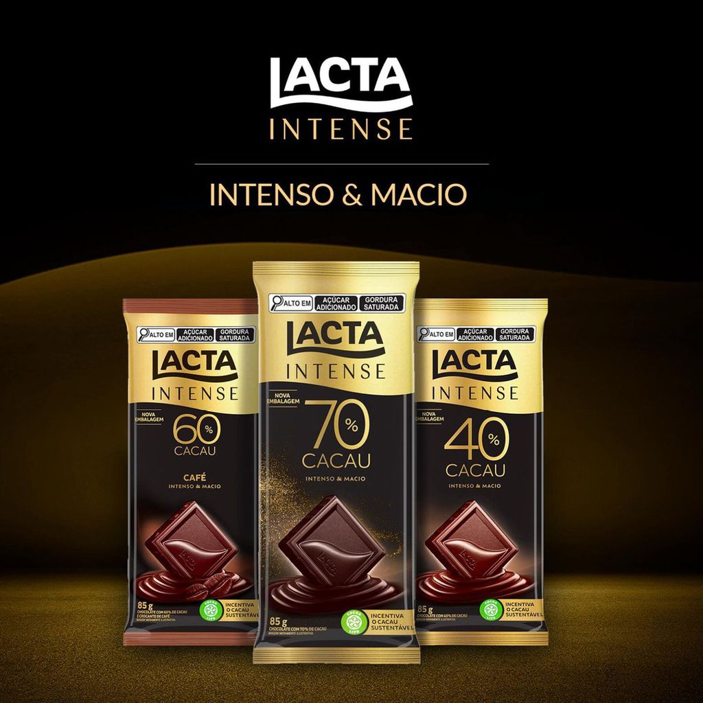 Lacta Barra de chocolate 70% cacau intense 85g · foto 2