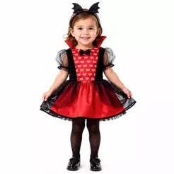 Fantasia Halloween Bebê Menina de Luxo Vampira Com Tiara e Gola Estruturada P 0 - 3 Meses
