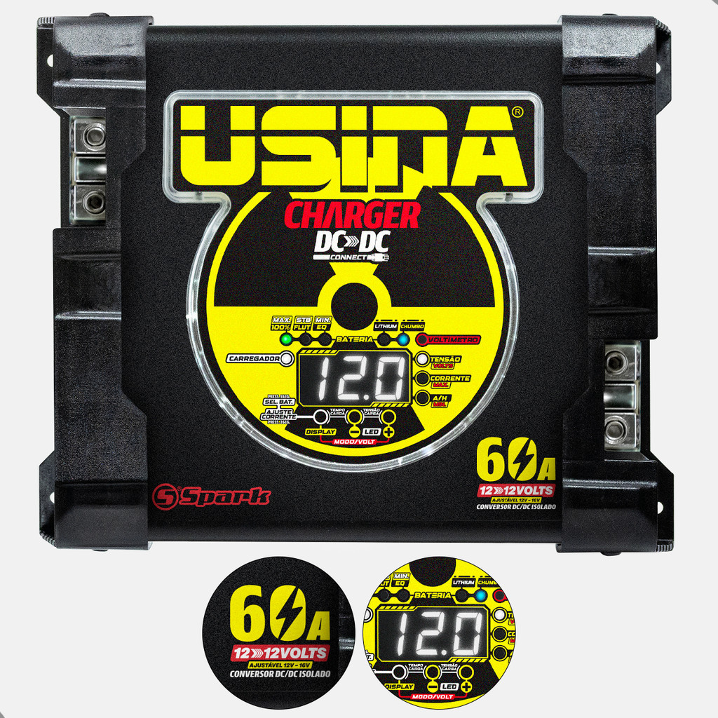 Conversor Usina Connect Charger DC-DC 12/12v 60A 750w Fonte Veicular para Motorhomes etc