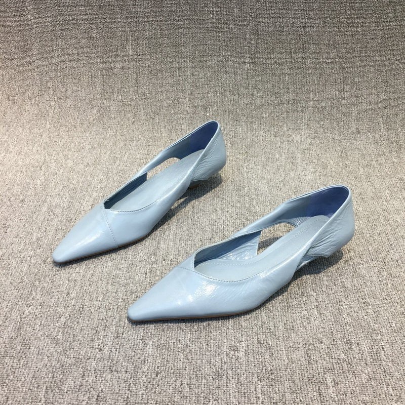 Nova estação europeia sapatos femininos primavera outono sapatos de salto baixo sapatos de salto de gato feminino couro