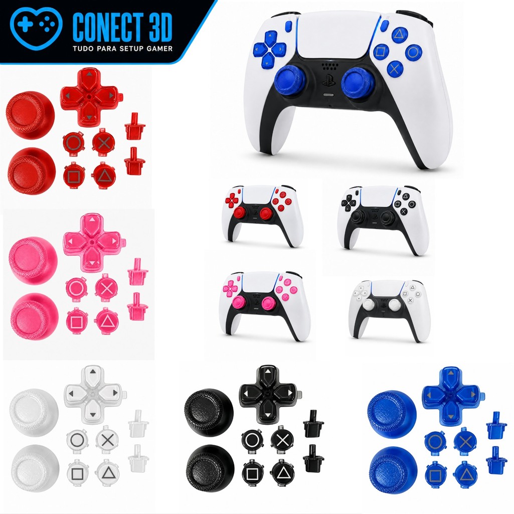 Kit 9 Botões Coloridos Reparo Personalização Para Controle Ps5