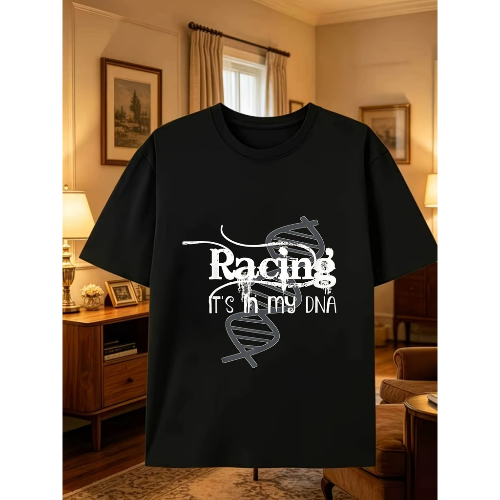 Camiseta S Racing Gene preta retrô bandeira xadrez Design de carro esportivo com estrutura espiral de DNA número 147 rou