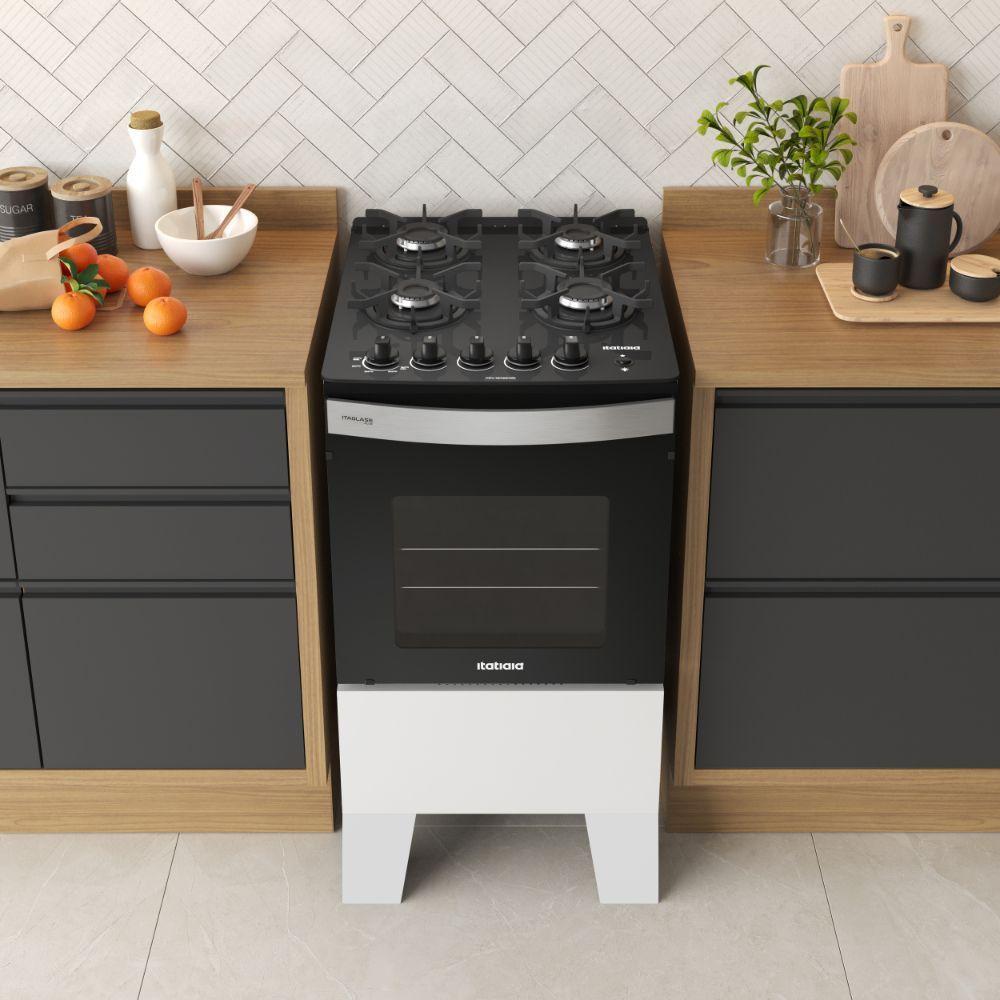Fogão 4 Bocas GLP Itatiaia Itaglass Plus Mesa de Vidro Automático Branco Bivolt — imagem 2 de 2
