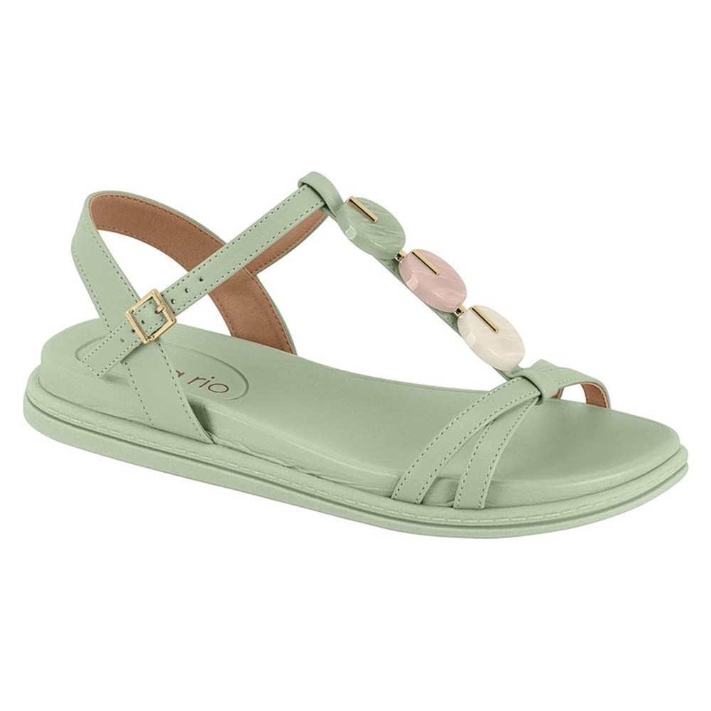 Sandália Feminina Beira Rio 8488.147 Rasteira Flatform Pedrarias Fivela Confortável