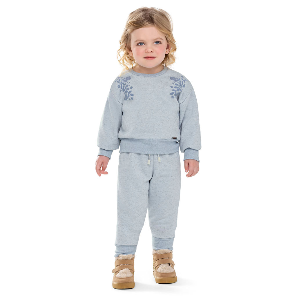Conjunto Infantil Menina Moletom Floral Colorittá Azul