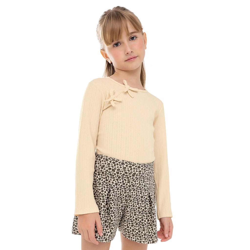 Conjunto Infantil Menina Animal Print Colorittá Bege