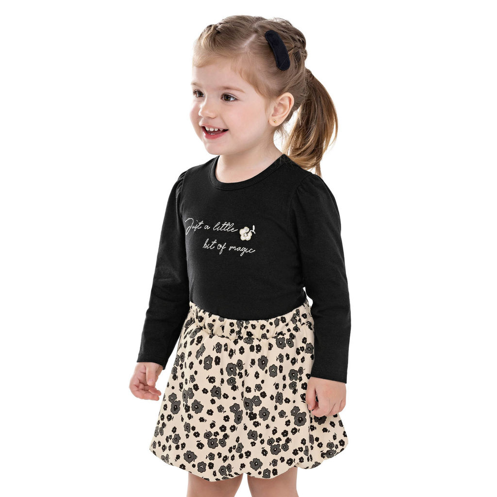Conjunto Infantil Menina Bordado Magic Colorittá Preto