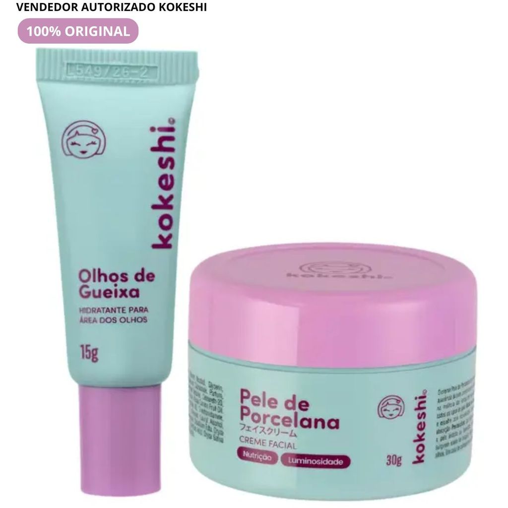 Kit Dupla Renovadores Faciais Kokeshi Pele Porcelana 30G + Olhos Gueixa 15G