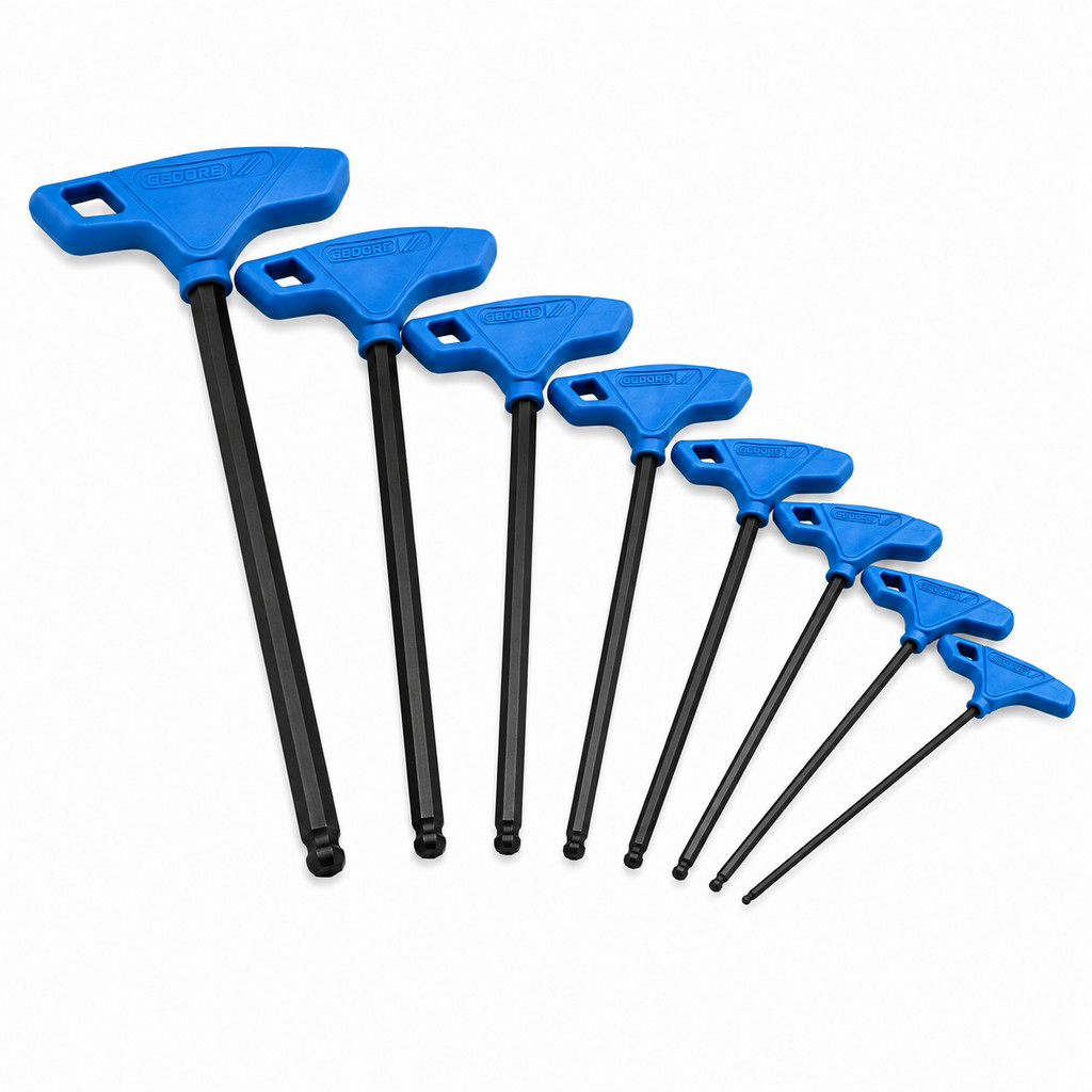 Jogo de Chave Allen Abaulada 2 a 10mm com Cabo T Gedore 8 Peças 42KLT-8M