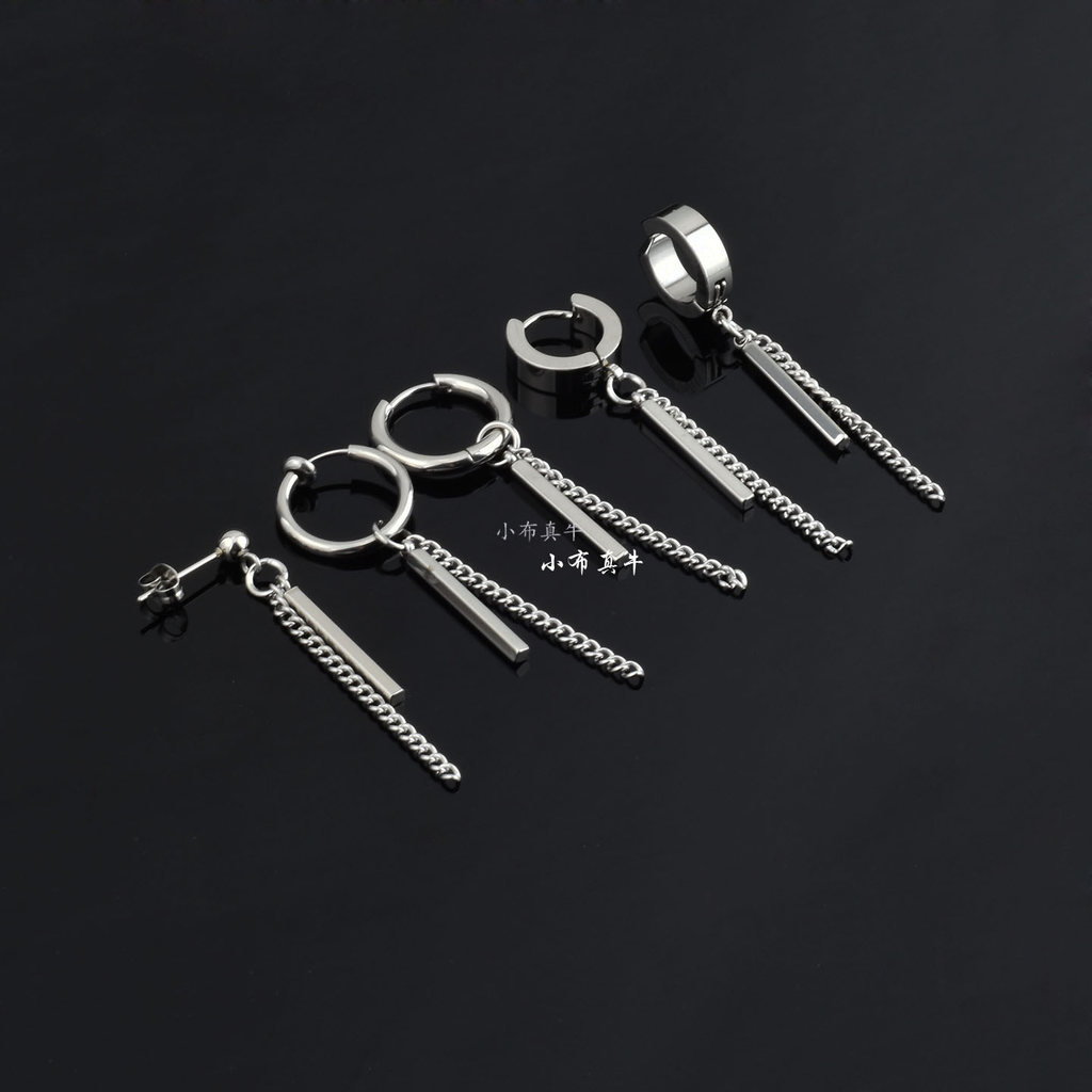 Sem piercing clipes de orelha masculino Hip-Hop Punk estilo escuro brincos feminino na moda casal não-desbotamento japon