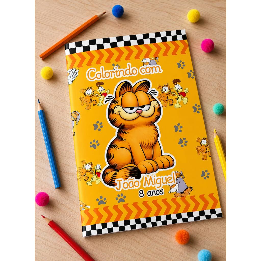 Livrinho de Colorir Revistinha Personalizado GARFILDE Infantil  Festa Lembrancinha Aniversario todos temas