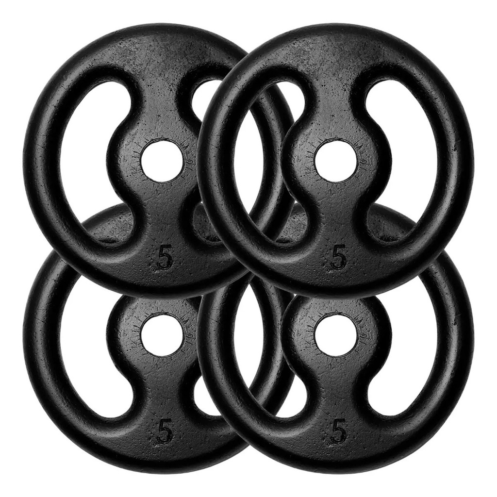Kit 4 Anilhas 5kg Halter Anilha Peso Academia Musculação Crossfit Funcional Fisioterapia Muscular Força Exercicios