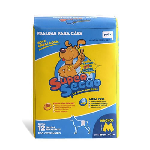 Fralda Descartável Petix Super Secão para Cães Machos - Tamanho M